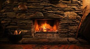 brick fireplace